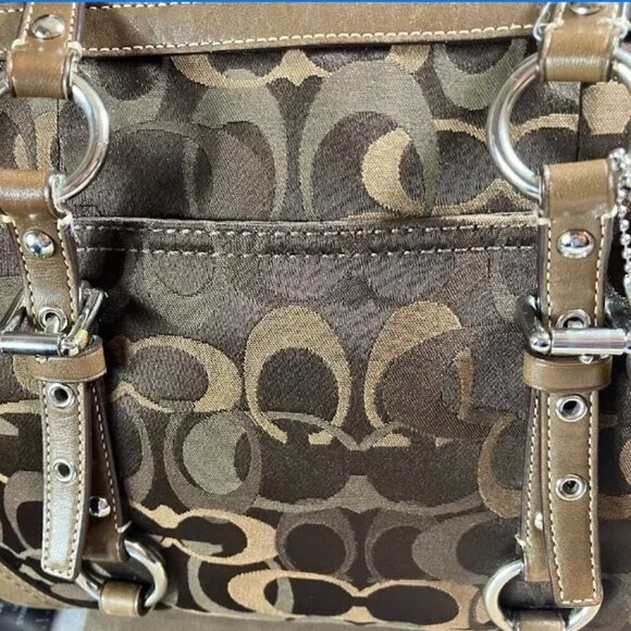 Coach Gallery Optic Signature Tote Bag Vintage Chocolate Monogram Canvas EUC - Picture 3 of 16